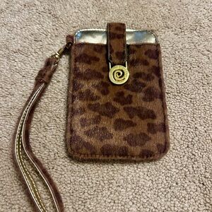 Mud Pie Brown Leopard Phone Cover with Gold Details